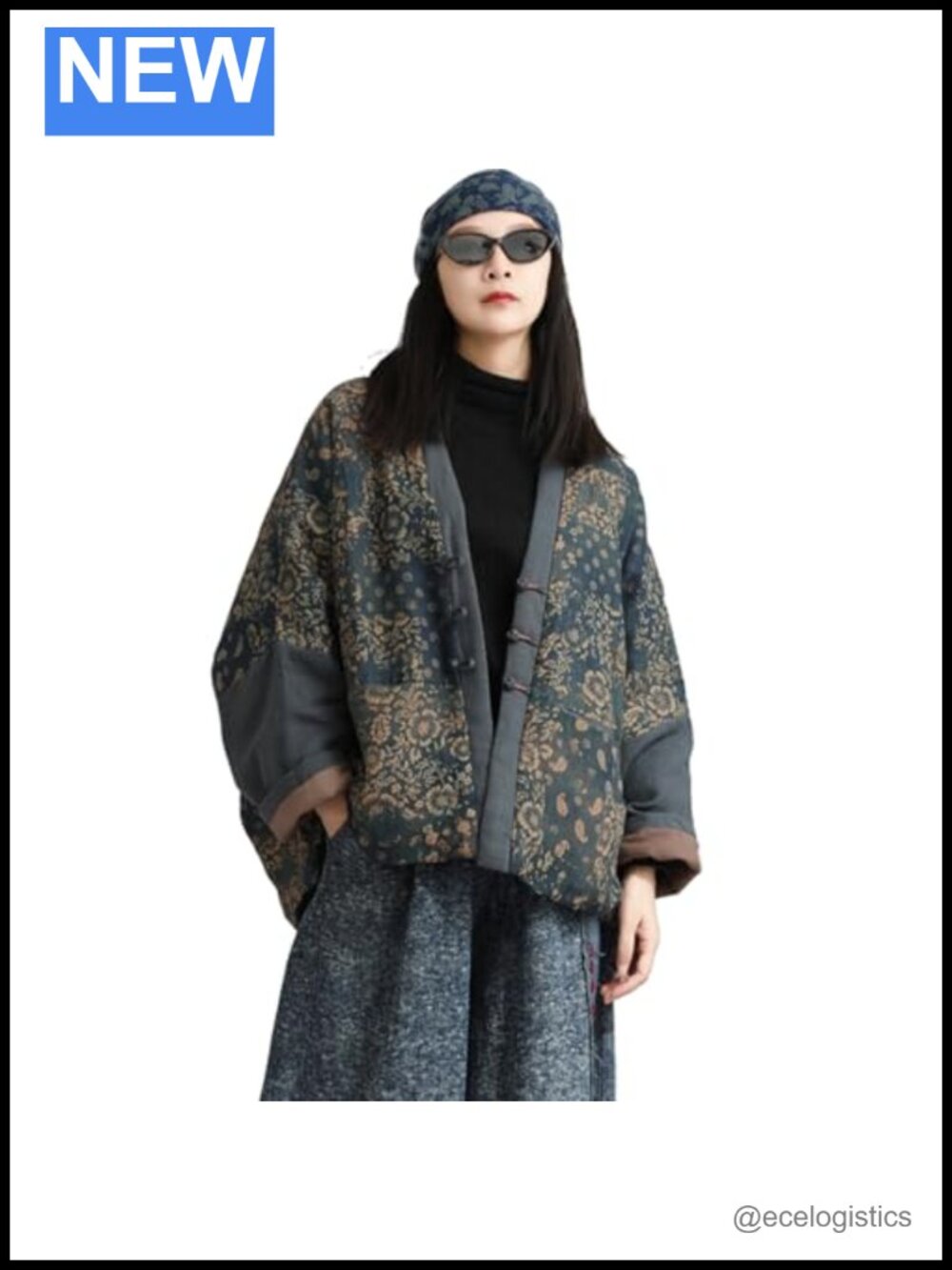Women's Quilted Linen Cardigan Long Jacket Bohemian Vintage Coat Floral
